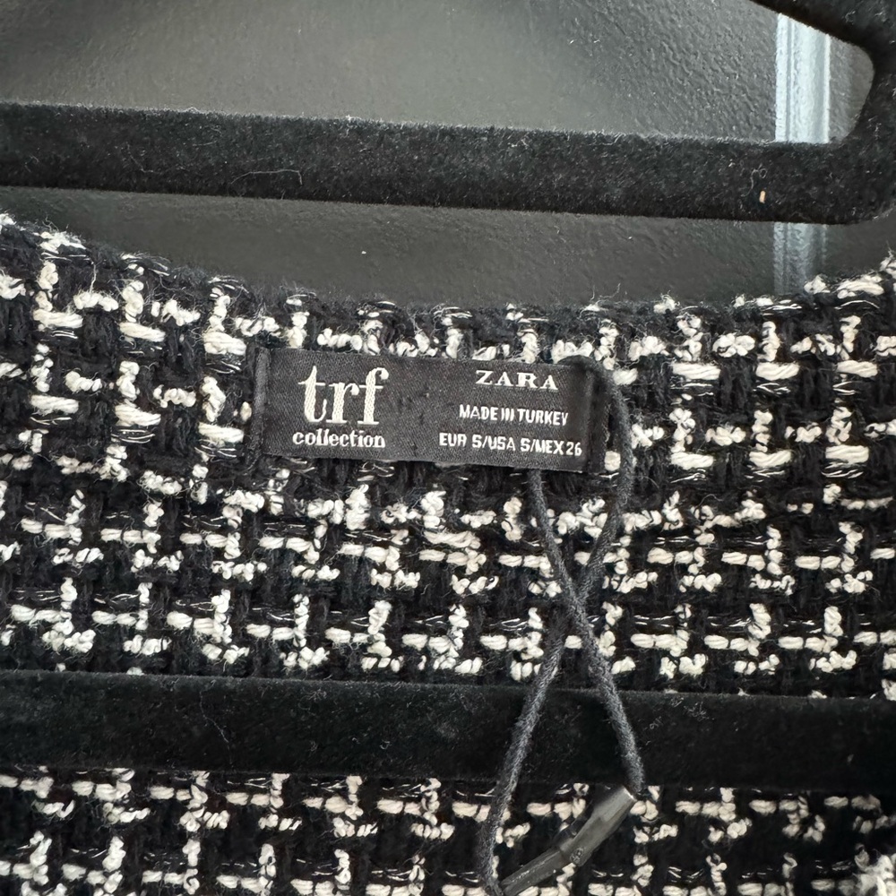 Zara Black & White Tweed Jacket - TRF Collection
